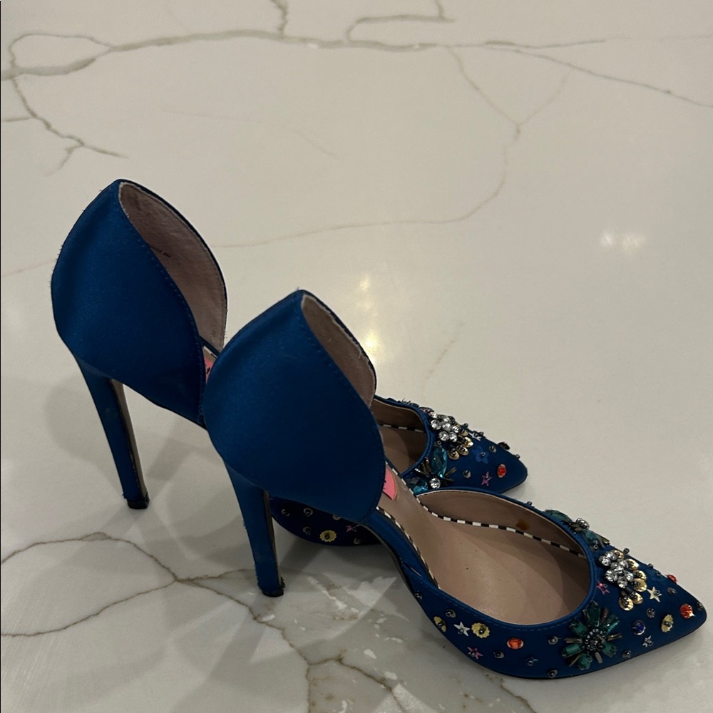 Betsey Johnson Blue Embellished Heels - Picture 3 of 7